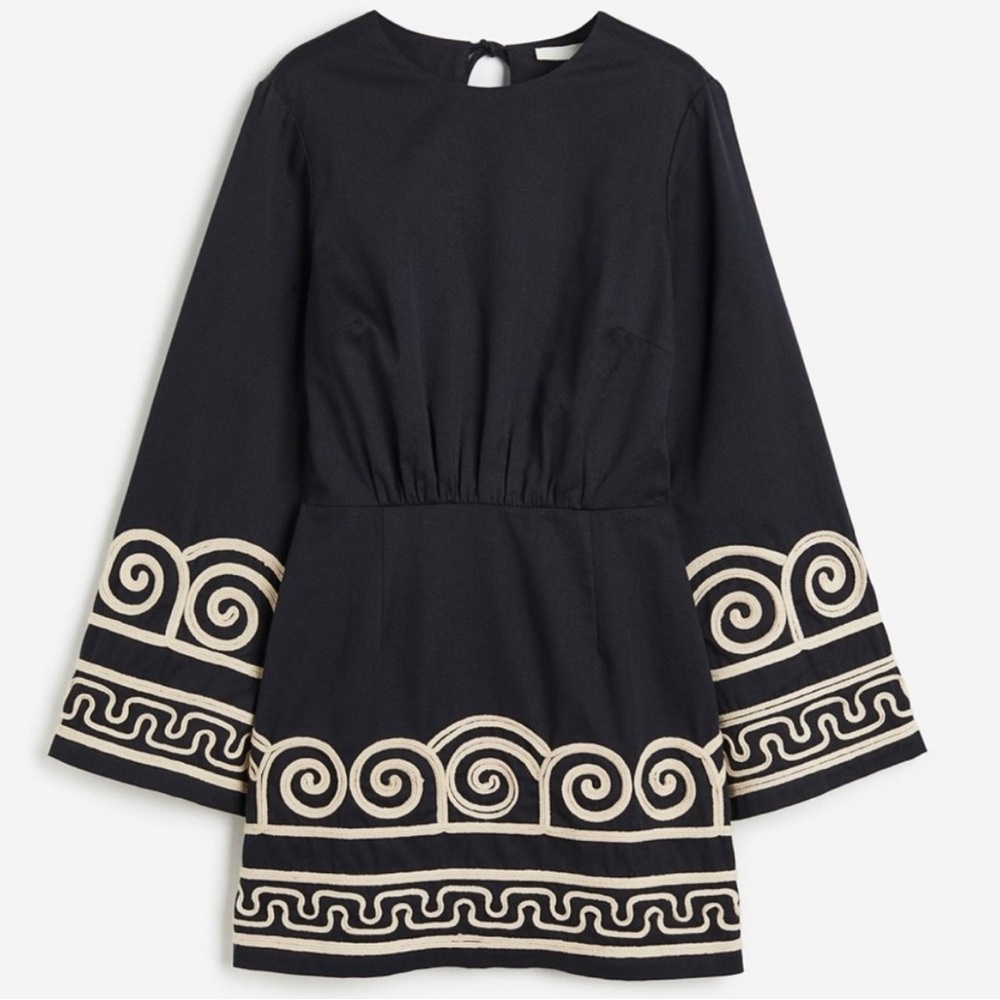 H&M Black Dress with Embroidery